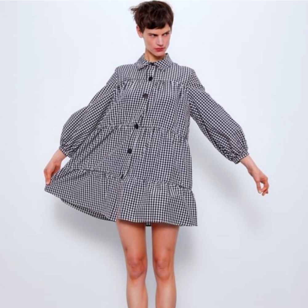 Oversized Zara Gingham Corduroy Dress